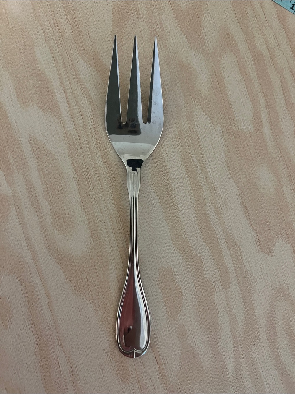Source Unknown Polished Silver Three-Prong Serving Fork